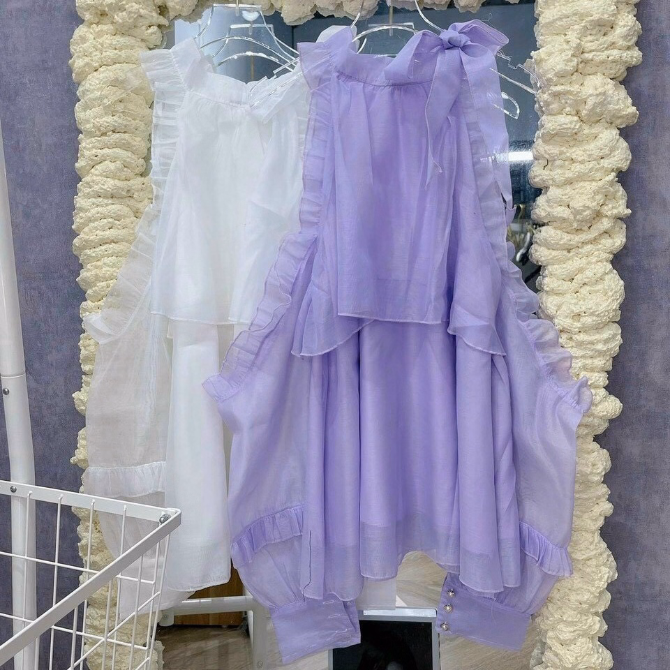 Áo Nữ Vải Ánh Tơ Rớt Vai Tiểu Thư - Ausa House