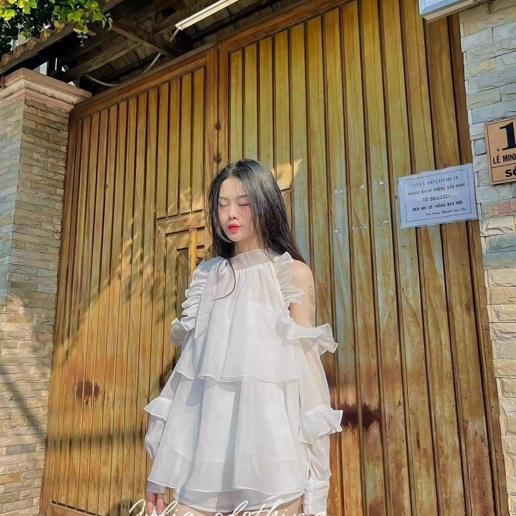 Áo Nữ Vải Ánh Tơ Rớt Vai Tiểu Thư - Ausa House - Ảnh 3