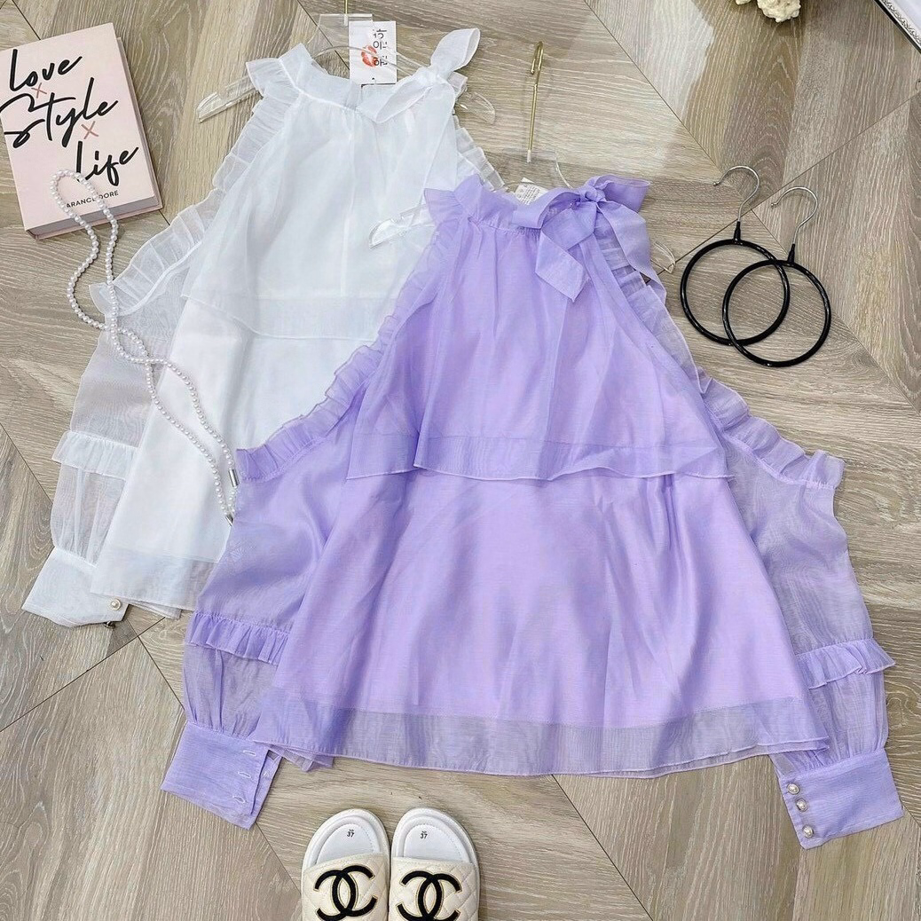 Áo Nữ Vải Ánh Tơ Rớt Vai Tiểu Thư - Ausa House - Ảnh 5