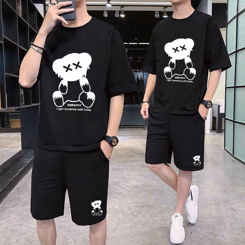 Đồ Bộ Thể Thao Nam Nữ Unisex Tay Lỡ Gấu Mắt Chéo - Ausa House - Ảnh 2