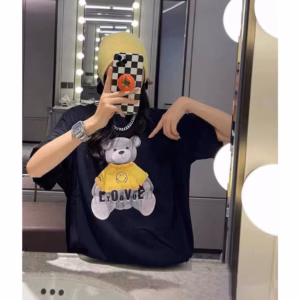 Áo Phông Unisex Hình Gấu Mặt Cười Dáng Rộng Cộc Tay Hợp Thời Trang P014 - Chốt Đi Store
