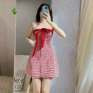 Đầm Xòe Dáng Chữ A Buột Nơ Xinh Xỉu V503 - Haka Mây