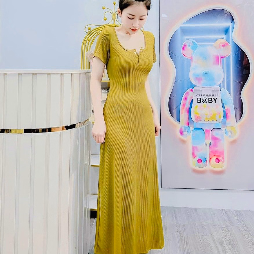 Đầm Nữ Ôm Body Tay Ngắn Dáng Dài Xòe Chất Thun Gân Dd670 - Nana House - Ảnh 2