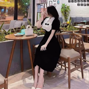 Đầm Nhung Cứng Dài Phối - Haka Mây