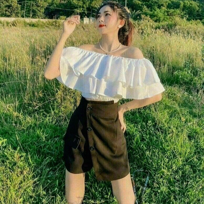 Set Đùi Giả Váy Áo Bèo Trễ Vai Dễ Thương V08 - Cloudy Dress - Ảnh 3