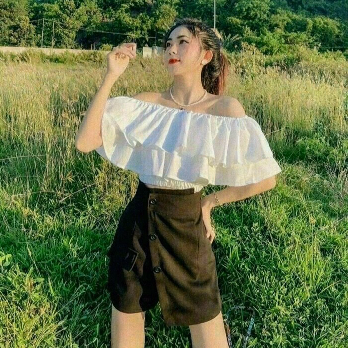 Set Đùi Giả Váy Áo Bèo Trễ Vai Dễ Thương V08 - Cloudy Dress