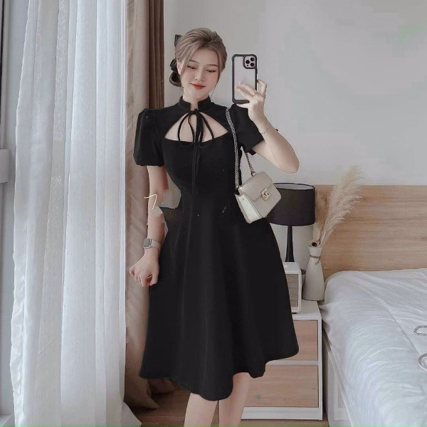 Đầm Xòe Cổ Cột Nơ (Có Mút) - Cloudy Dress - Ảnh 2