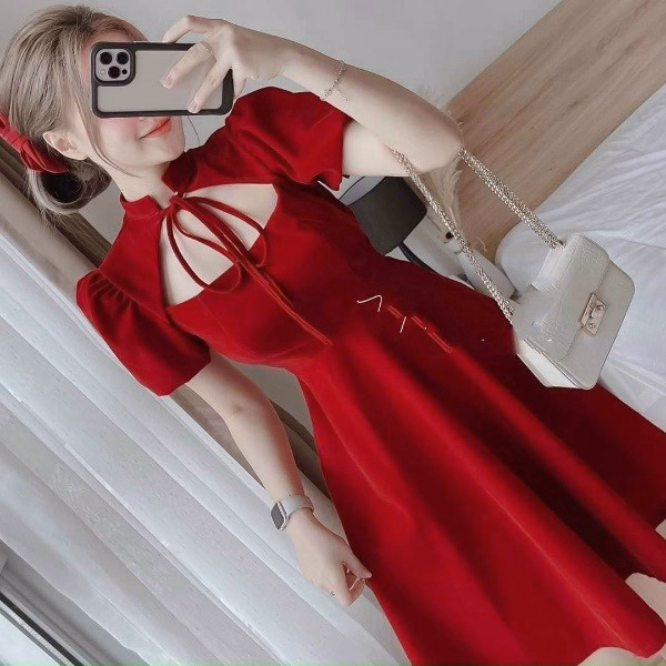 Đầm Xòe Cổ Cột Nơ (Có Mút) - Cloudy Dress - Ảnh 3