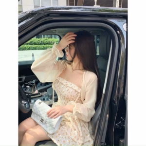 Set Áo Voan Kèm Đầm Xốp In Hoa Nhí (Váy Có Lót) - Cloudy Dress