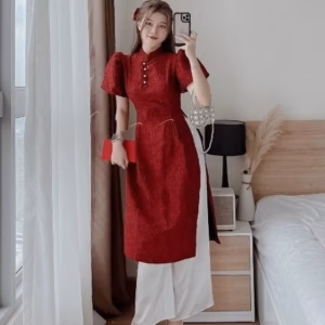 Set Áo Dài Gấm Quần Lụa - Cloudy Dress