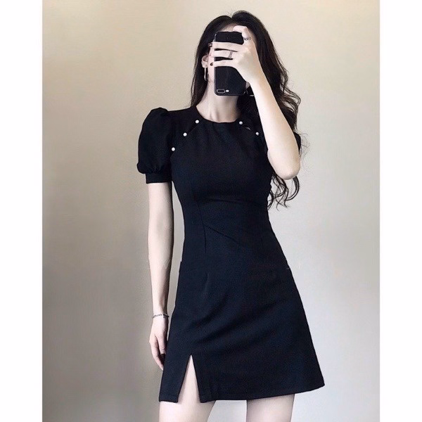 Đầm Sườn Xám Cách Tân Lụa Màu Xanh Nhung V25 - Cloudy Dress