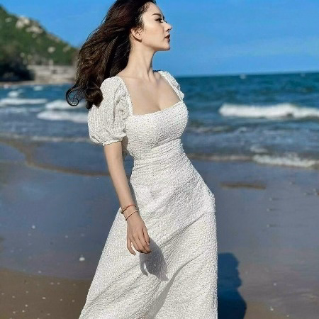 Đầm Maxi Dài Siêu Hot ( Có Mút ) Màu Trắng V35 - Haka Mây - Ảnh 2