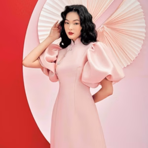 Đầm Cổ Tèo Tay Phồng Chất Coton Lạnh V39 - Haka Mây