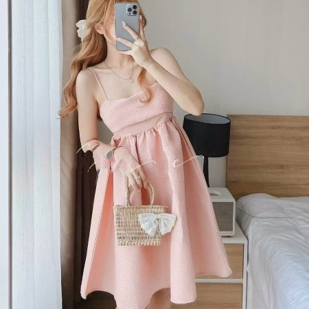 Đầm Xòe Cột Nơ Sau Có Mút V46 - Haka Mây