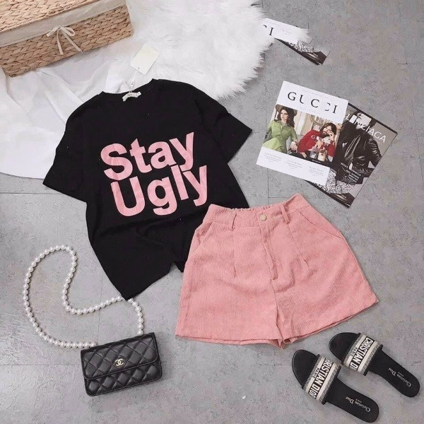 Set Áo In Stay Ugly Cá Tính V48 - Haka Mây - Ảnh 2