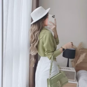 Set Chân Váy Có Lót Kèm Áo Sơ Mi Cài Nút Thật V50 - Haka Mây