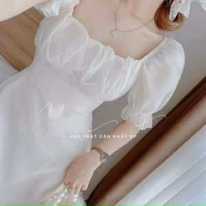 Đầm Voan Trắng Cổ Chữ U V56 - Cloudy Dress