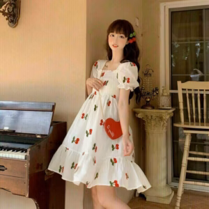 Đầm Babydoll Cherry Màu Trắng V57 - Cloudy Dress