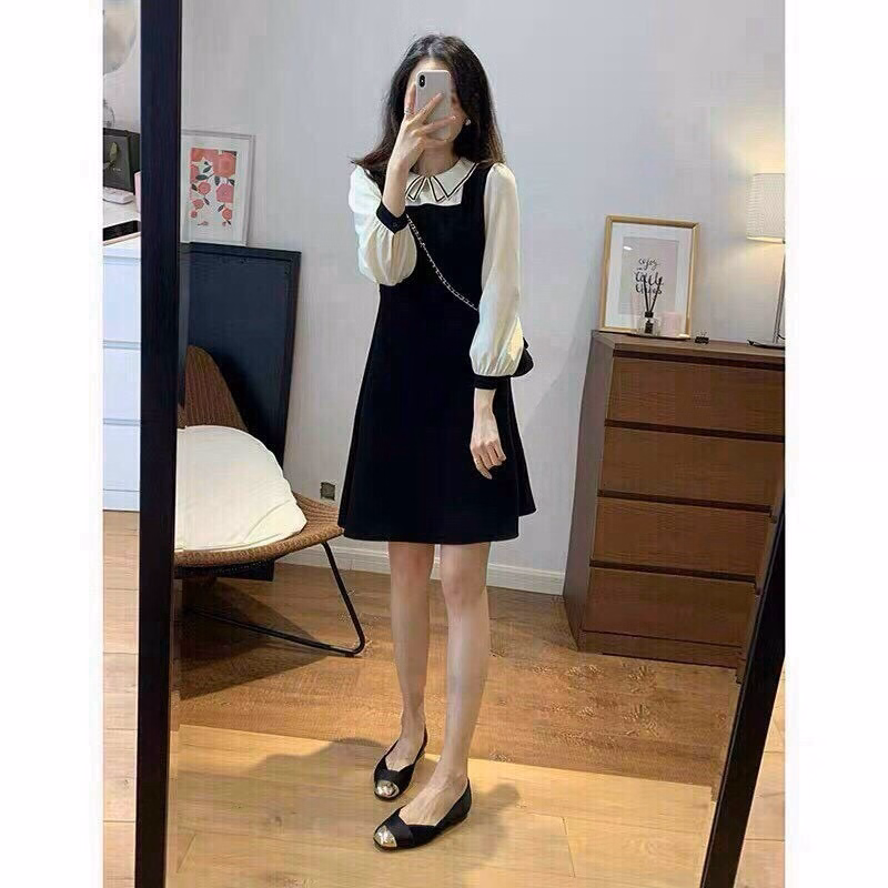 Set Đầm Chữ A Kèm Áo Sơ Mi Viền Đen Umi Phối V62 - Cloudy Dress