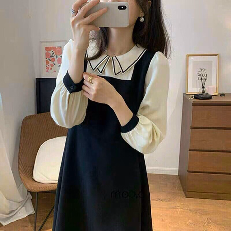 Set Đầm Chữ A Kèm Áo Sơ Mi Viền Đen Umi Phối V62 - Cloudy Dress - Ảnh 3