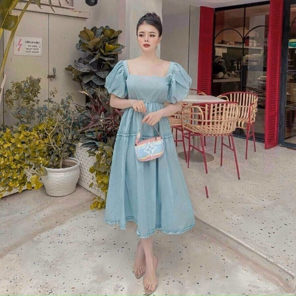 Đầm Xòe Ôm Eo Tay Bồng Sang Chảnh V68 - Cloudy Dress - Ảnh 2