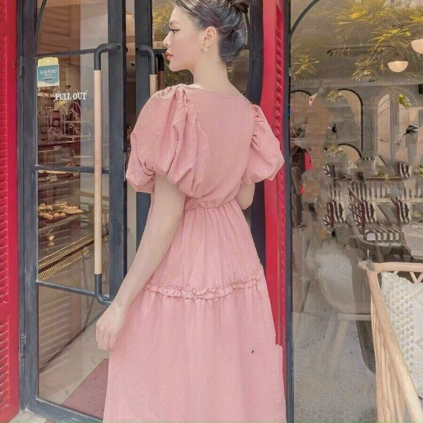 Đầm Xòe Ôm Eo Tay Bồng Sang Chảnh V68 - Cloudy Dress - Ảnh 3