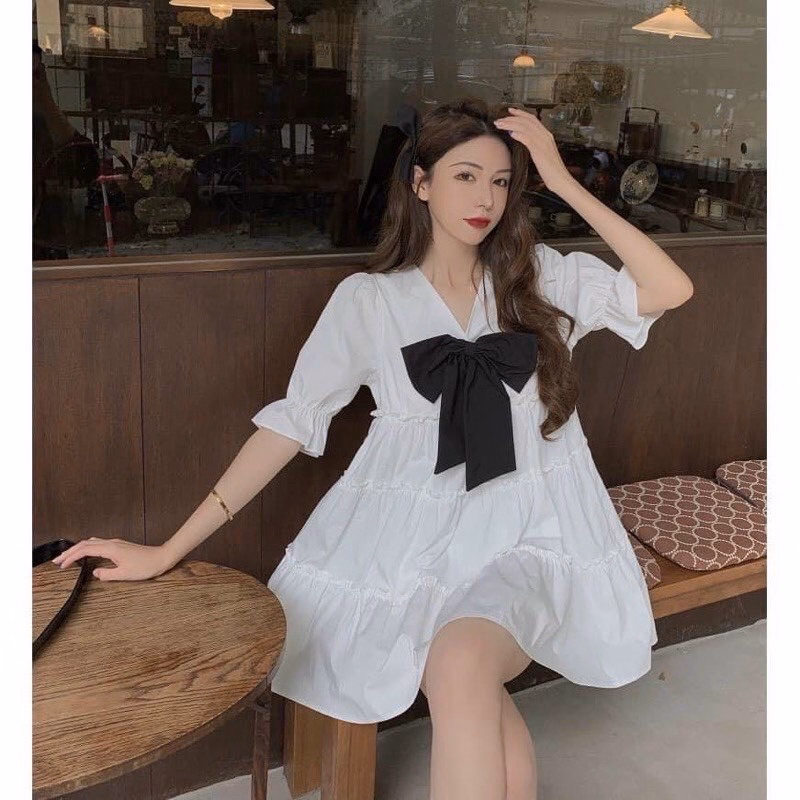 Đầm Lụa Ngắn Đính Nơ V78 - Cloudy Dress - Ảnh 2