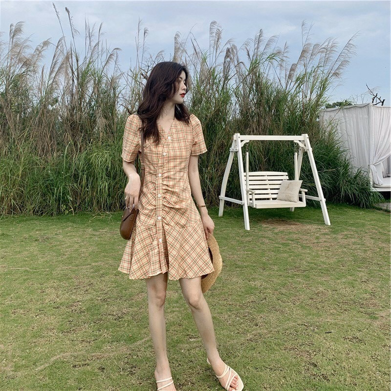 Váy Caro Dáng Chữ A Ôm Eo Thanh Lịch V82 - Cloudy Dress - Ảnh 4