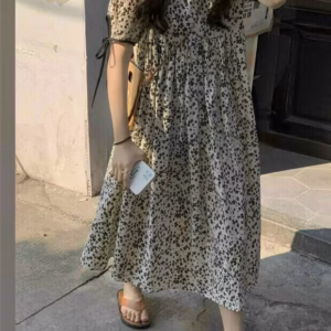 Đầm Babydoll Hoa Nhí Tay Cột Nơ Chất Voan V89 - Cloudy Dress