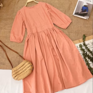 Váy Babydol Hồng Ruốc Tay Lở Bồng Dáng Dài Nữ Tính V91 - Cloudy Dress