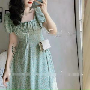 Đầm Hoa Nhí Lụa Cột Nơ Ôm Eo Dáng Xòe Nữ Tính V100 - Cloudy Dress