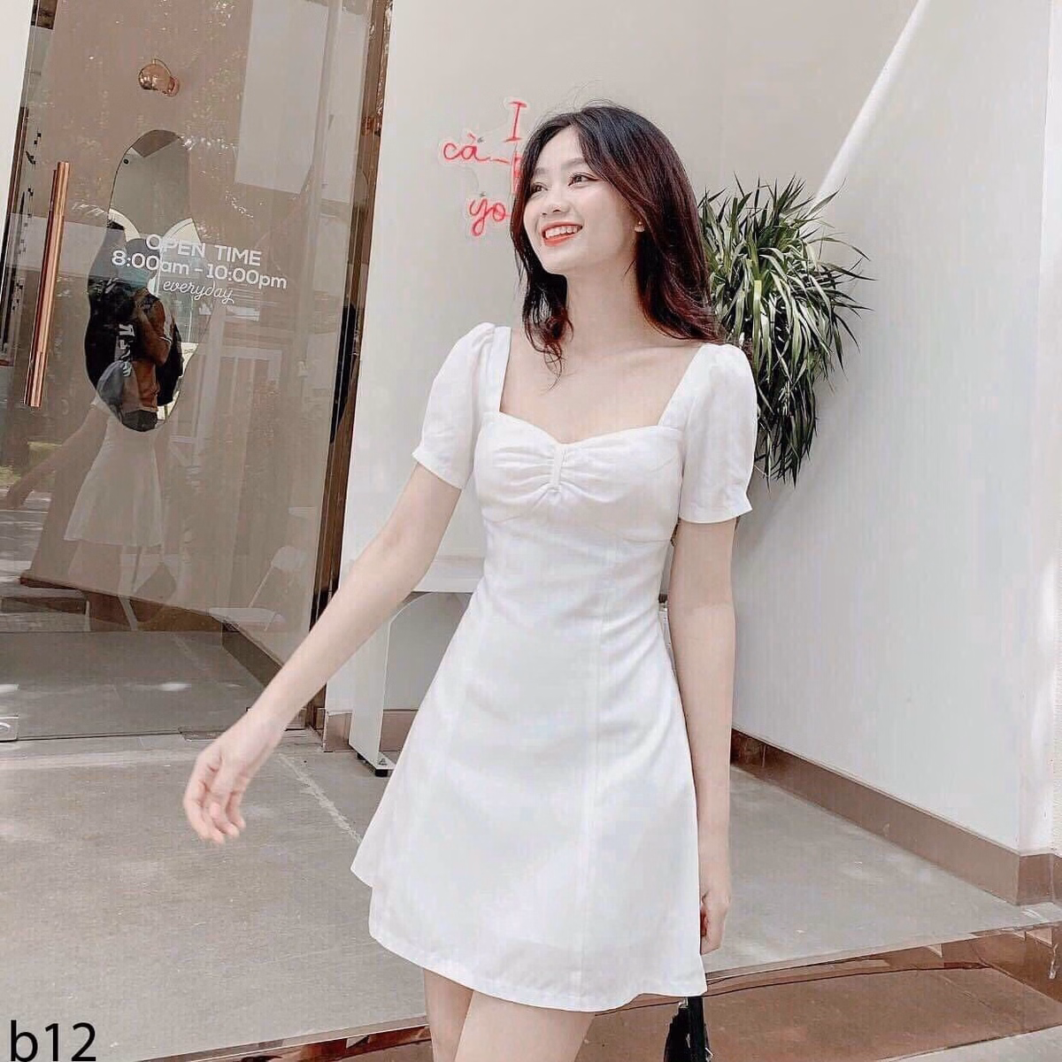 Đầm Xòe Ngắn Tay Bồng Trơn Chất Kate V103 - Cloudy Dress - Ảnh 3