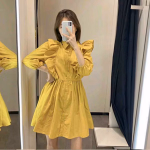 Đầm Kate Đính Kèm Nút Cổ Viền Bèo Tay Lở Dịu Dàng V115 - Cloudy Dress