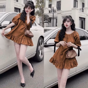 Váy Xòe Cổ Tròn Tay Ngắn Dễ Thương V120 - Cloudy Dress