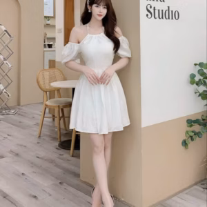 Đầm Cổ Yếm Tay Bồng Sang Chảnh V128 - Cloudy Dress