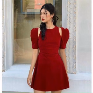 Váy Xòe Ngắn Cổ Tròn Tay Vòng Chất Umi Thanh Lịch V130 - Cloudy Dress