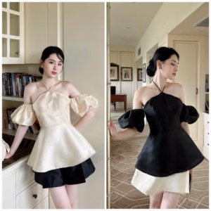 Set Váy Chữ A Cổ Yếm Tay Bồng Thanh Lịch V132 - Cloudy Dress