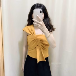 Áo Kết Nơ Bo Thun Sexy Lệch Vai Ôm Eo Chất Lụa V157 - Cloudy Dress