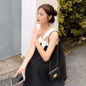 Đầm Xoè Xếp Ly Ngực (Có Lót) Thắt Nơ Chất Xốp Gạo V167 - Haka Mây