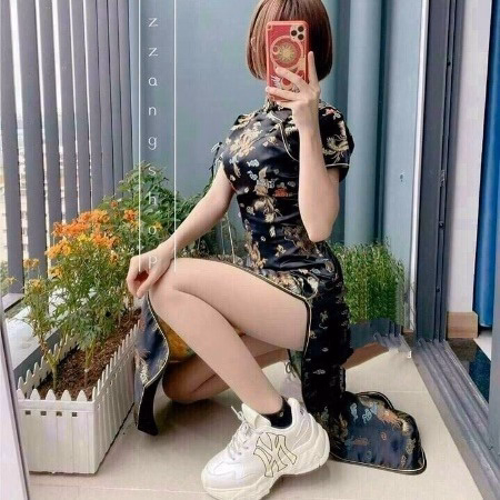 Sườn Xám Chic Eo Tôn Dáng Tay Ngắn V168 - Haka Mây - Ảnh 3