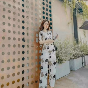 Set Bộ Ống Rộng Cài Nút Thật Chất Thun In 3D V181 - Cloudy Dress