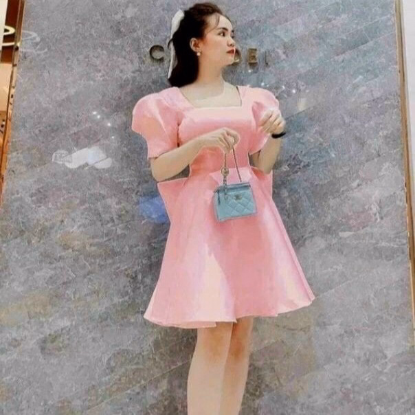 Đầm Tay Phồng Nơ Lưng Chất Lụa Bóng V184 - Cloudy Dress - Ảnh 3