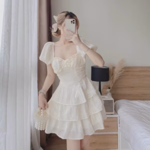 Đầm Xòe 3 Tầng Chất Thun Đũi Gân V190 - Cloudy Dress