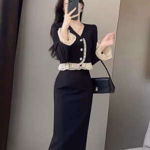 Set Áo Tay Bèo Voan Cài Nút Thật Kèm Chân Váy Dài V191 - Cloudy Dress