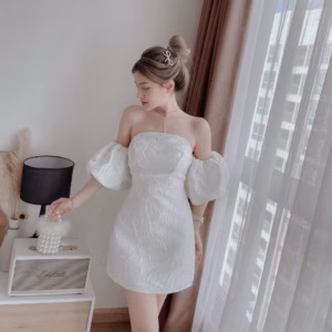 Đầm Cúp Ngực Tay Phồng Có Mút V195 - Haka Mây