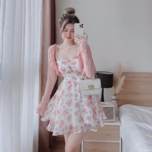 Set Áo Có Kèm Đầm Voan Hoa Đính Cườm V196 - Haka Mây