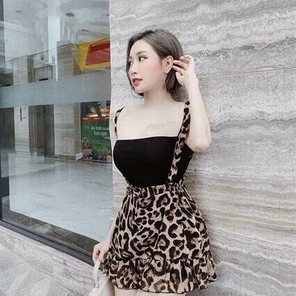 Set Yếm Bèo Họa Tiết Da Beo Xinh V199 - Haka Mây