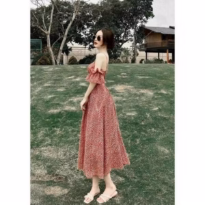 Đầm Hoa Trễ Vai Dáng Dài Xòe Đi Tiệc M289 - Lisa