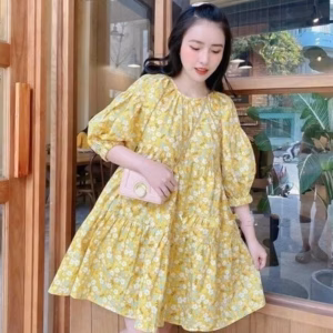 Váy Babydoll Họa Tiết Hoa Nhí Màu Vàng Cute V114 - Cloudy Dress