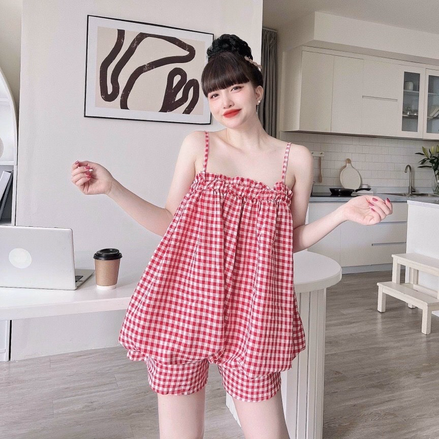 Set Đùi Caro Dáng Phồng Cute Đáng Yêu V228 - Haka Mây - Ảnh 2